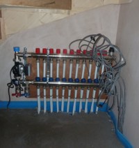 Manifold for the underfloor heating.